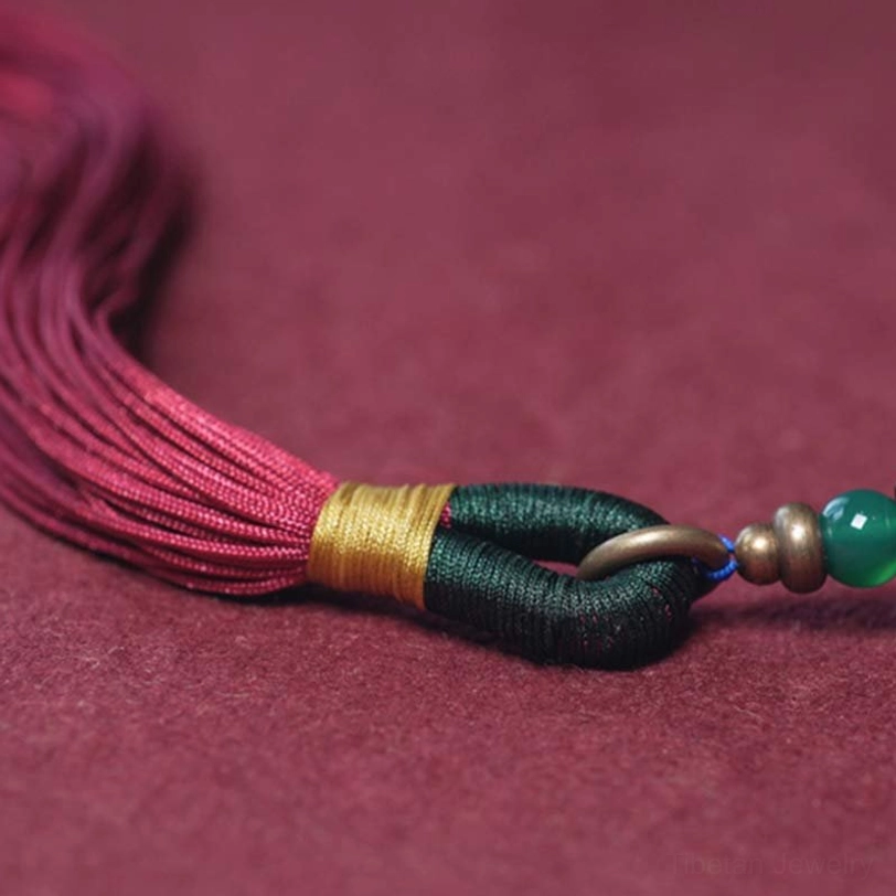 108 mala prayer beads for meditation with authentic Tibetan dzi bead and red spiritual tassel