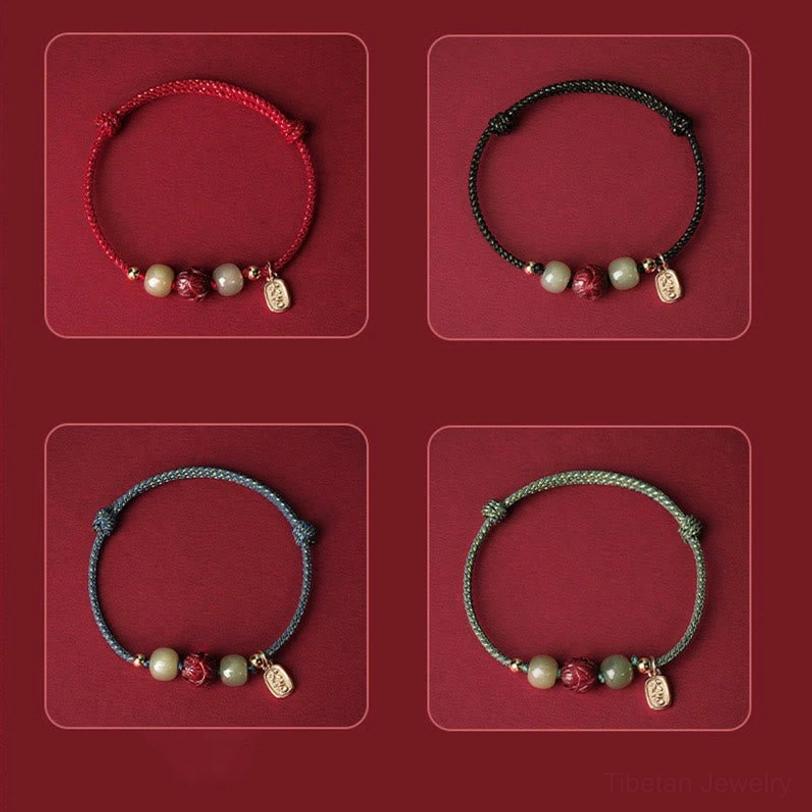 Adjustable Hetian jade lucky bracelet fits wrist circumference 5.1-7.1 inches (13-18cm)