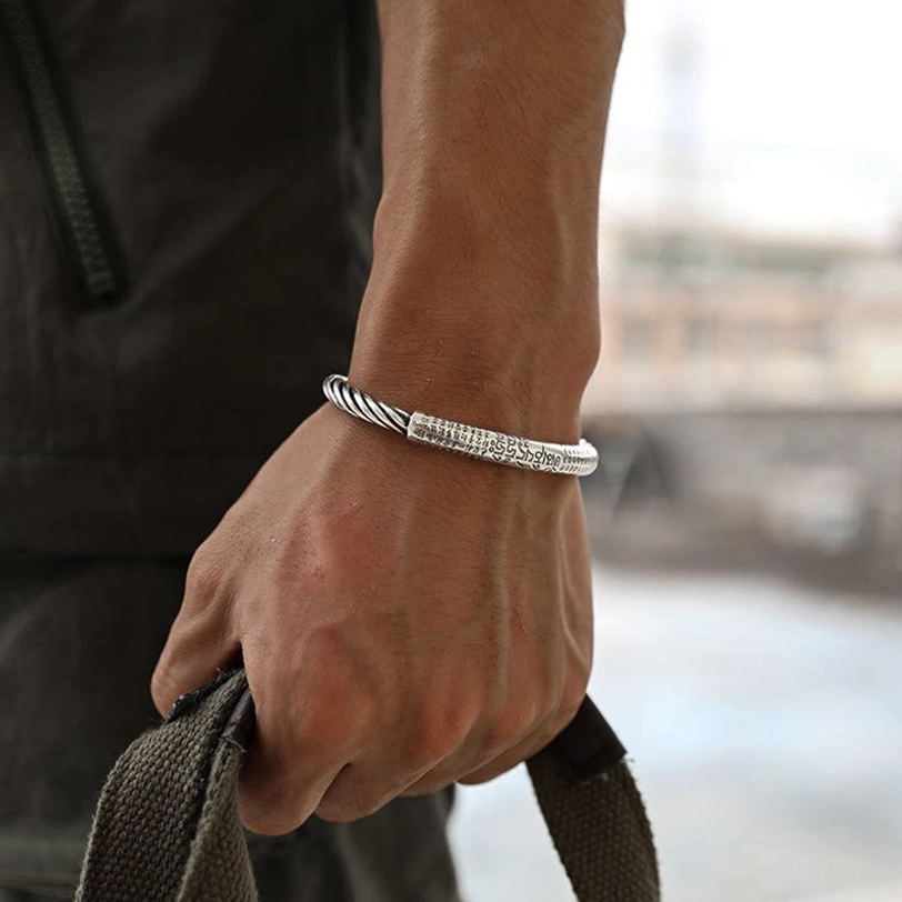 Adjustable copper cuff bracelet with Six True Words for spiritual seekers