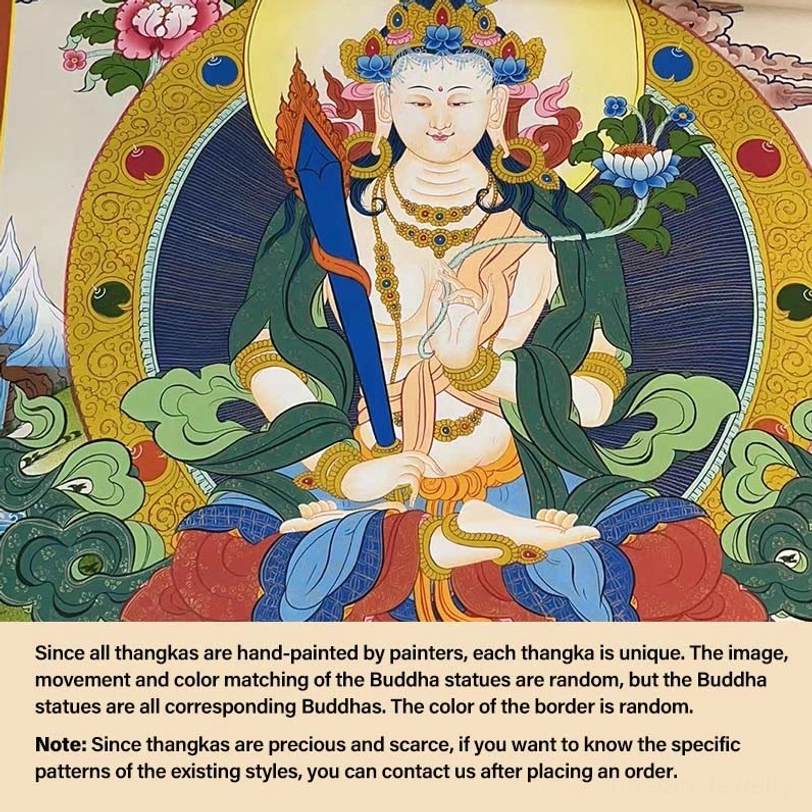 Akasagarbha thangka - vast space wisdom deity with traditional Tibetan Buddhist artistic elements