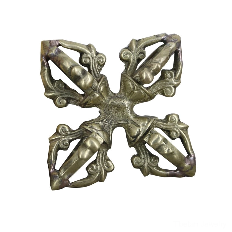 Authentic handmade Tibetan double dorje vajra with traditional 5-prong design, perfect for collectors and spiritual practitioners