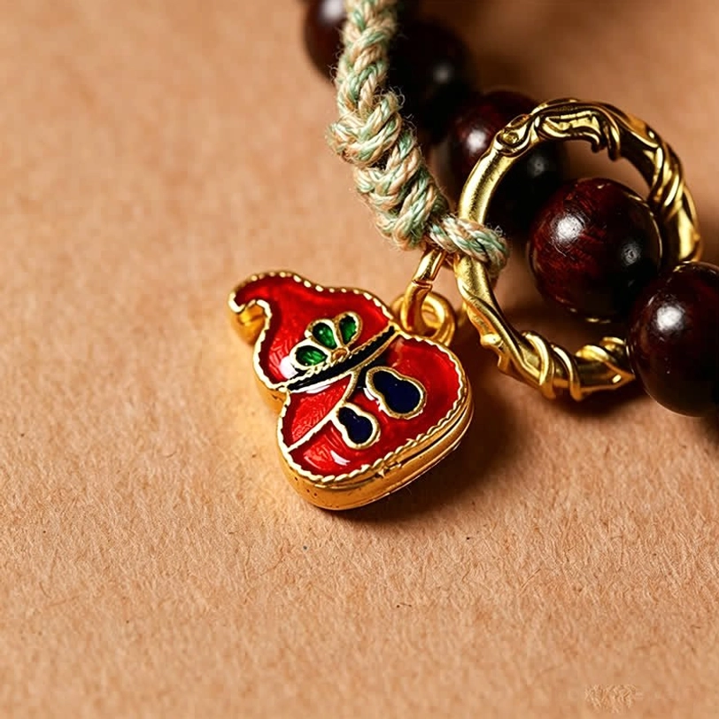 Authentic tibetan prayer mala with 108 red rosewood beads, peace buckle pendant, and hand-woven tassel