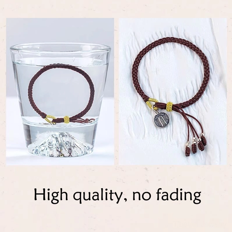 Authentic tibetan red string bracelet with 925 sterling silver five directions wealth god pendant for prosperity and guidance