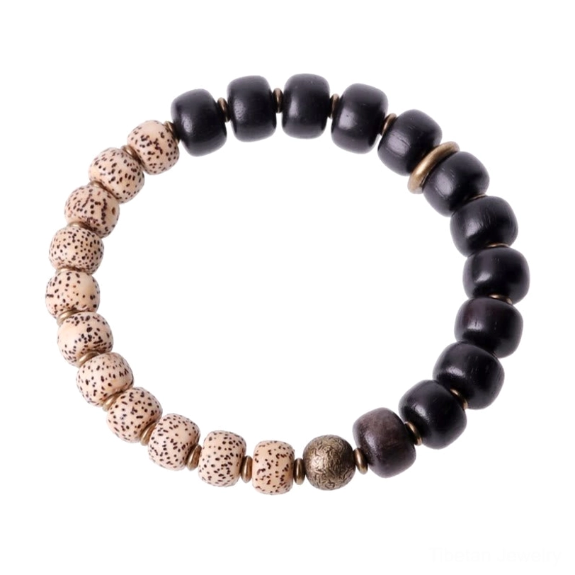 Authentic Black Obsidian and Bodhi Seed protection bracelet for meditation and spiritual practice