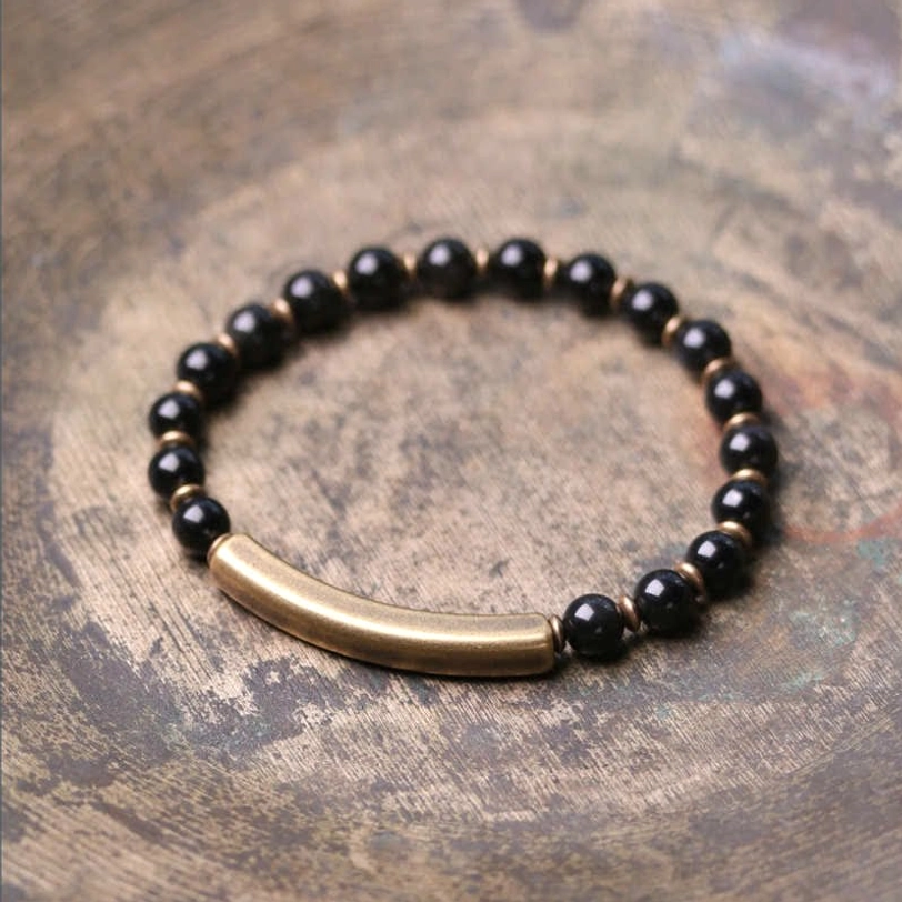 Black Obsidian single wrap healing bracelet - protective crystal jewelry