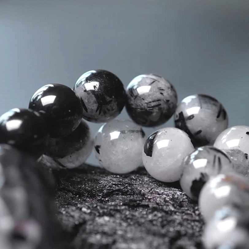 Black rutilated quartz couple bracelet matching pair styling inspiration