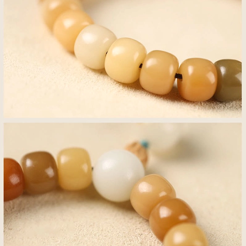 Bodhi seed blessing beads Tibetan protection bracelet, spiritual practice jewelry with natural beads and decorative charm accent