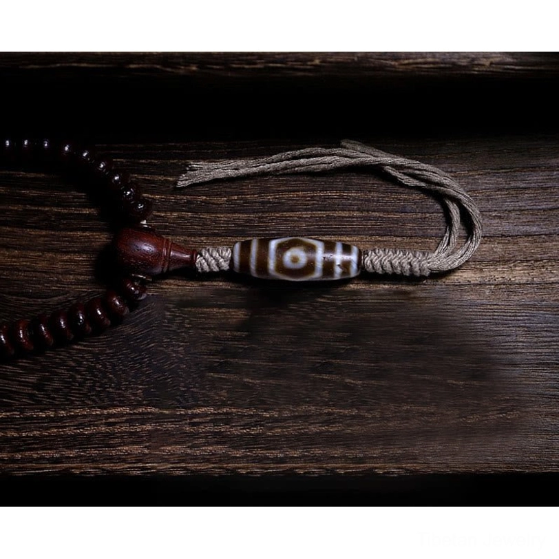 Purple bodhi seed and copper dorje mala bracelet for meditation and spiritual practice
