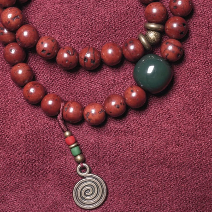 Bodhi seed cyan jade copper bracelet complete product view with all color variations