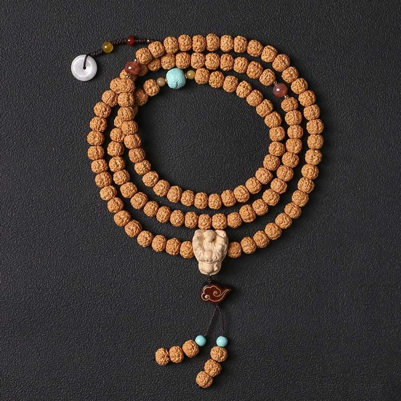 Bodhi seed Vajra Dzi bead bracelet with spiritual protection and enlightenment symbolism