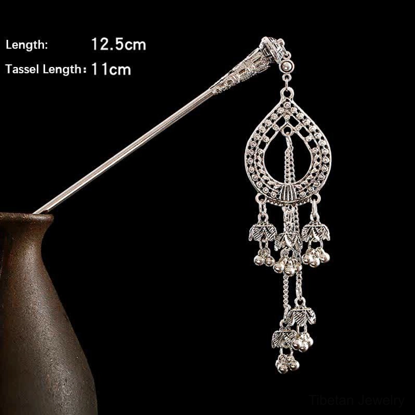 Boho tassel hairpin with water drop pendant perfect for meditation practitioners and spiritual seekers