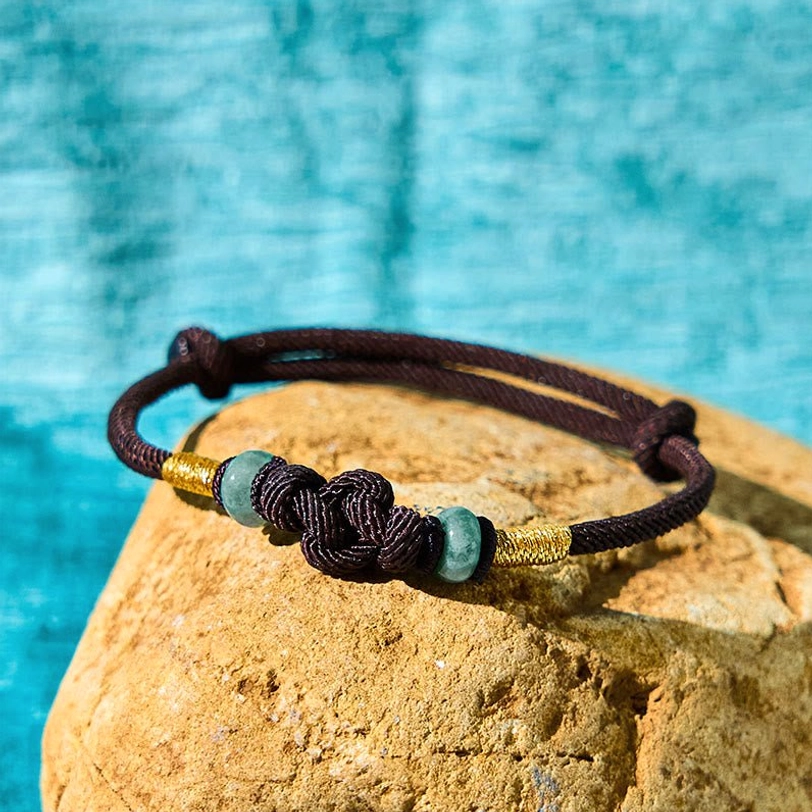 Brown string jade fortune knot bracelet alternative color option