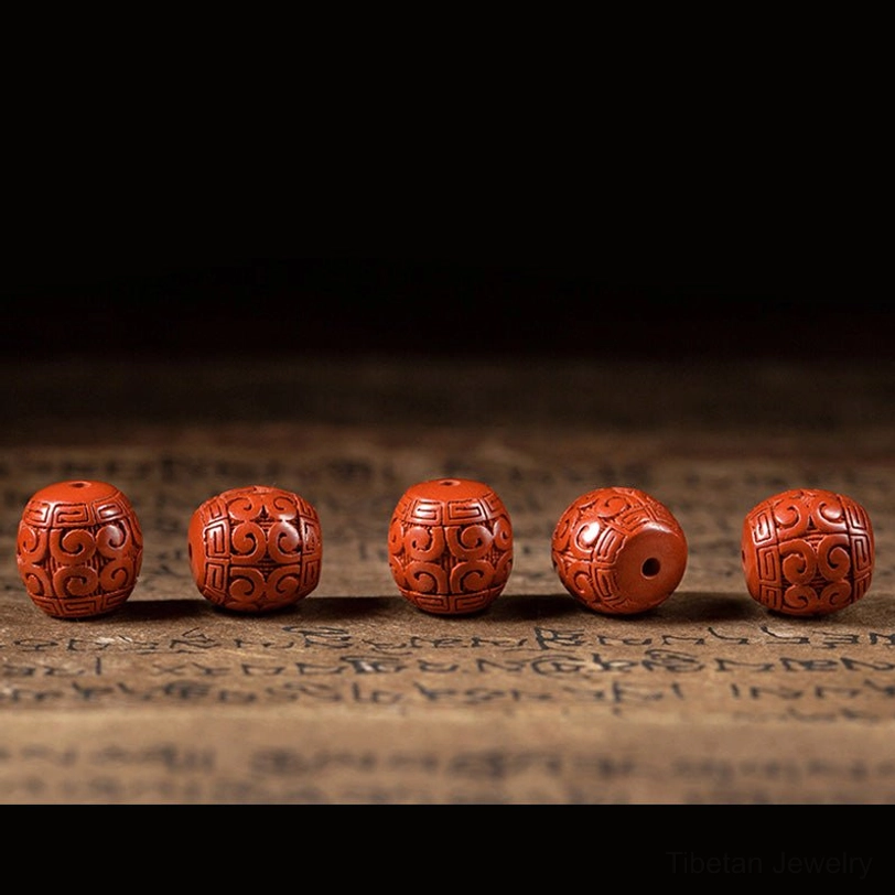 Tibetan cinnabar and ebony blessing bracelet spiritual prayer beads unisex wear, product lifestyle shot