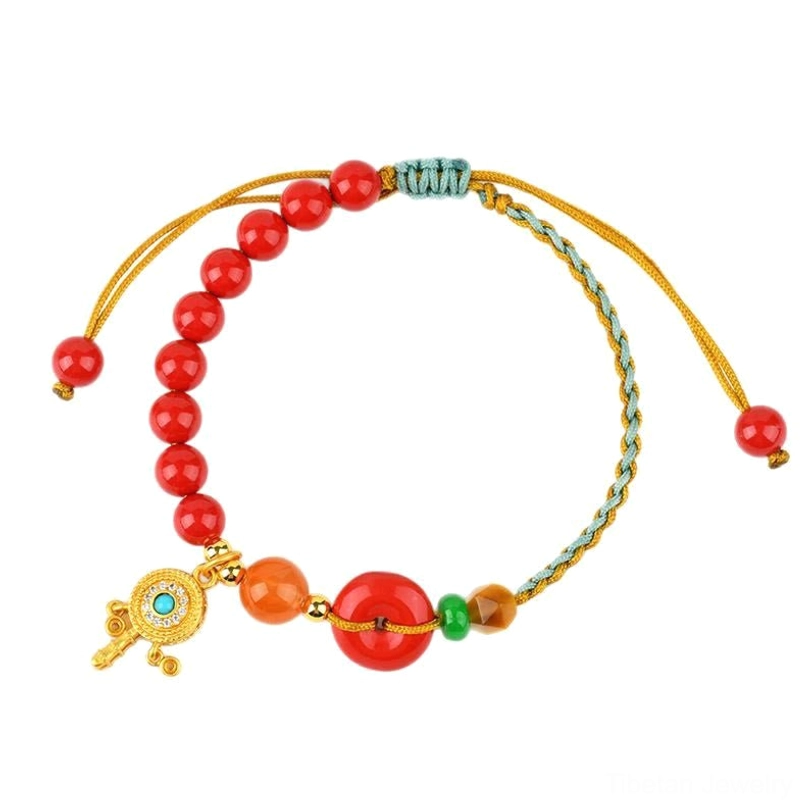 Handmade cinnabar peace buckle blessing bracelet product showcase highlighting natural stone quality and craftsmanship