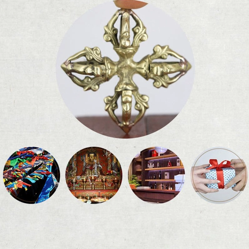 Copper handcrafted double dorje for altar display and spiritual work, featuring traditional Buddhist vajra symbolism and aged metal finish