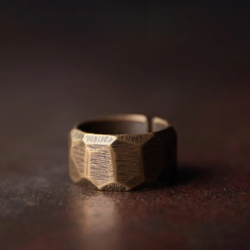 Copper ring 10mm wide bold statement tibetan wealth band large width