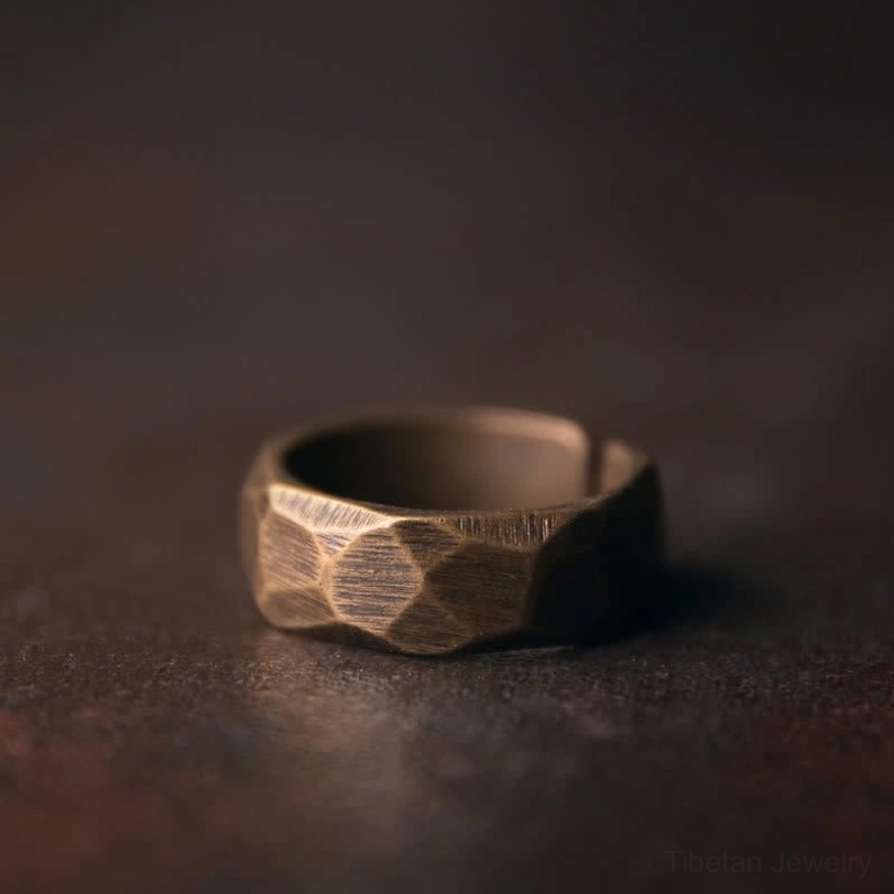 Adjustable copper ring 6mm width medium band healing prosperity jewelry