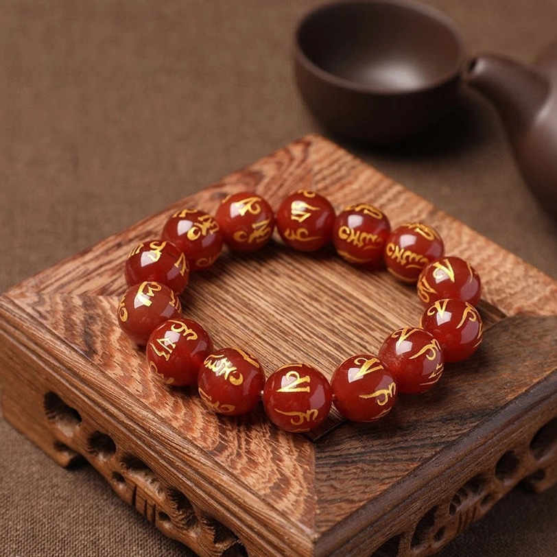 Crystal meditation bracelet featuring om mani padme hum for stress relief and emotional balance