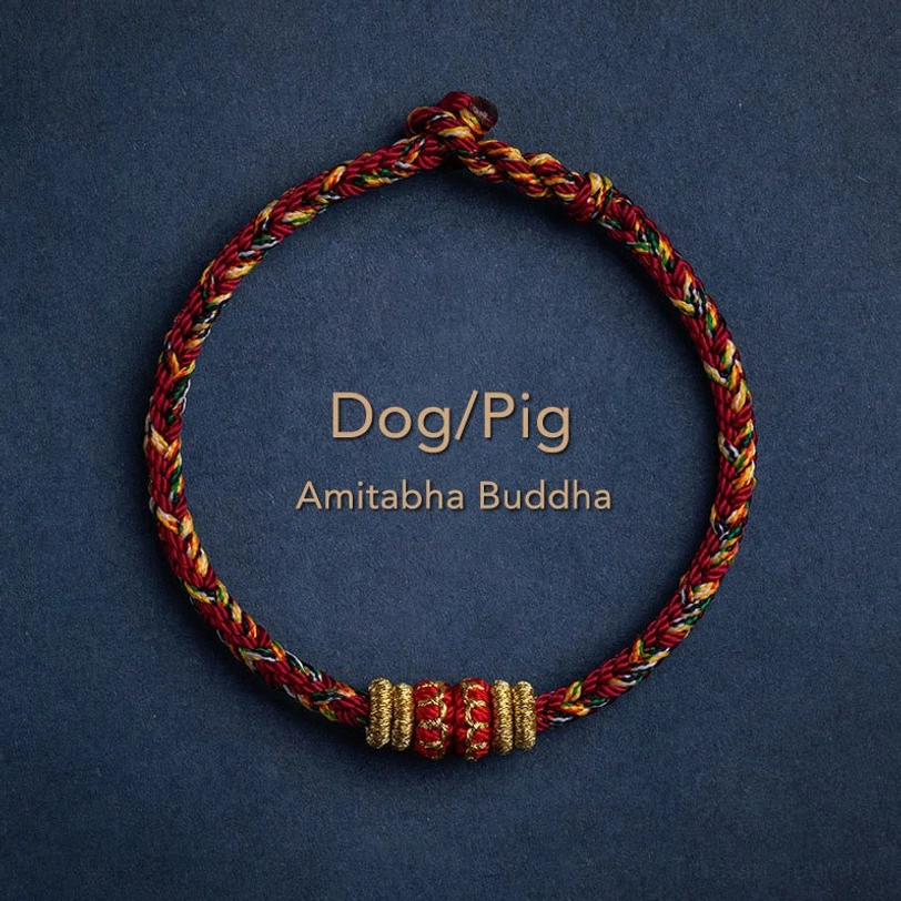 Dog and Pig zodiac Amitabha Buddha natal bracelet with compassionate energy alignment