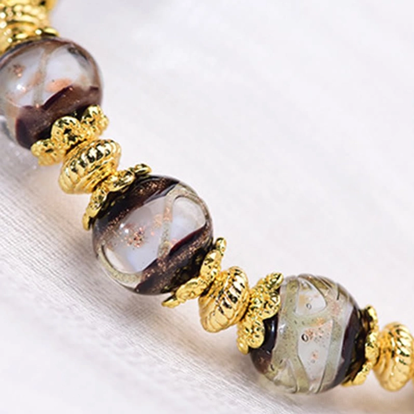 Dzi blessing bracelet with five-element color theory in Liuli glass beads for wealth and protection