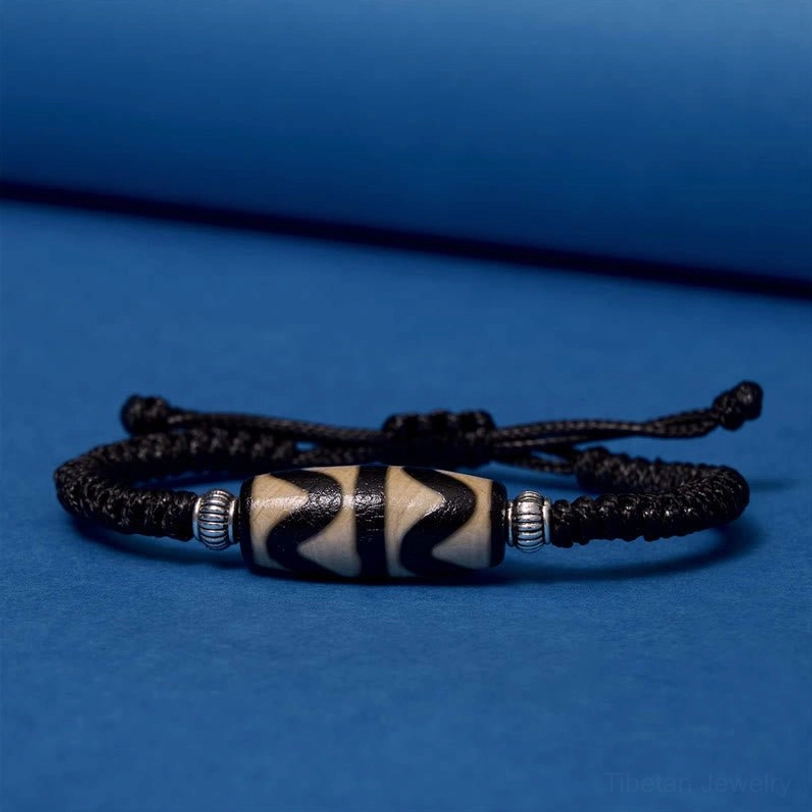 Tibetan dzi bead bracelet premium handcrafted bracelet showing natural material sustainability and eco-friendly