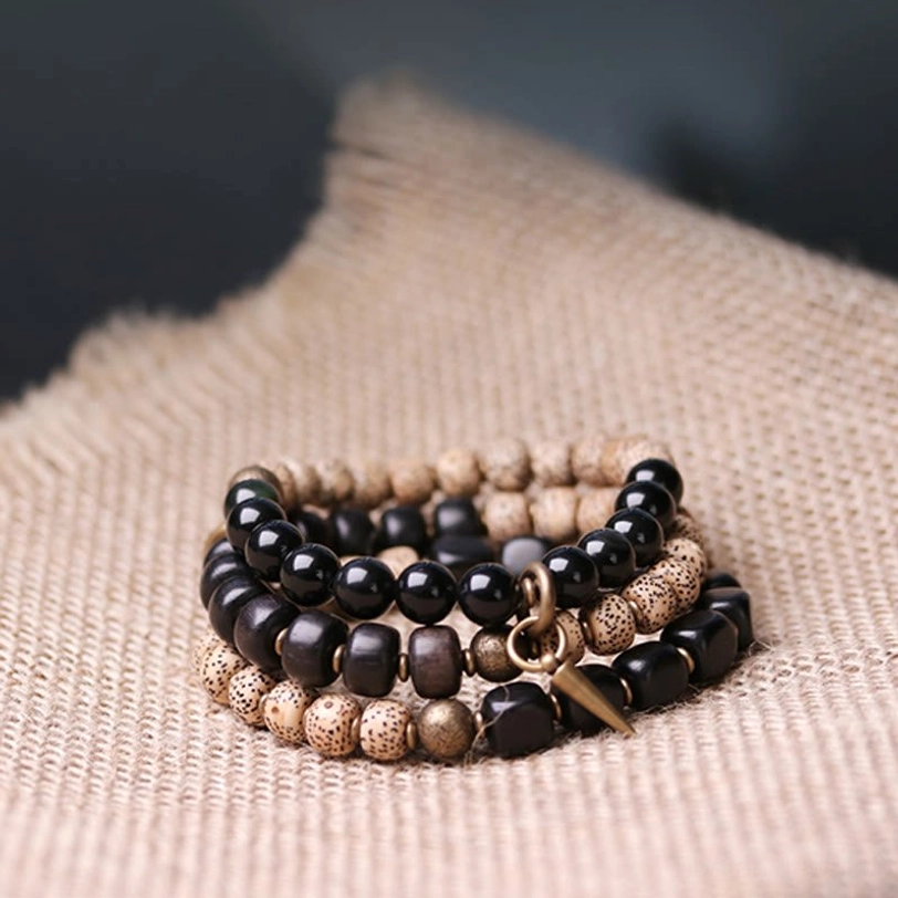 Ebony Wood and Bodhi Seed spiritual bracelet combining sacred materials for enlightenment and inner peace