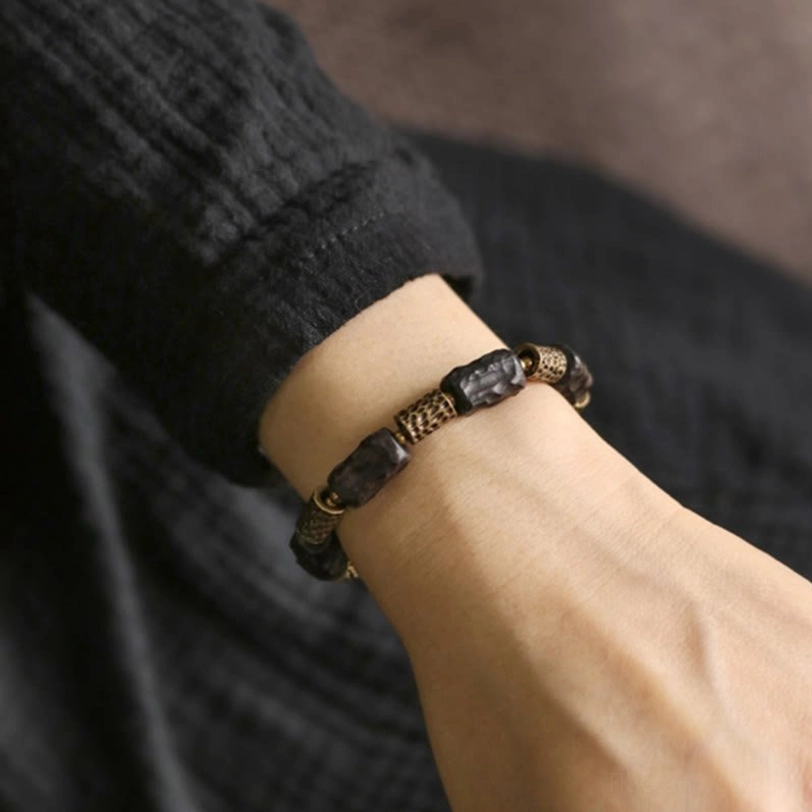 Ebony wood copper bracelet size guide comparison showing all four wrist size options for perfect fit selection