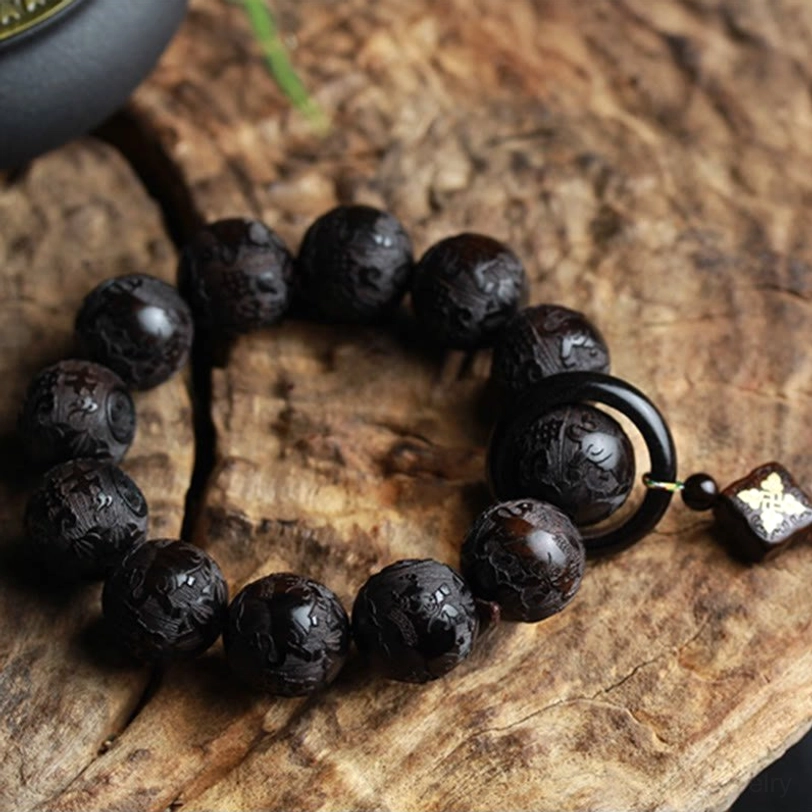 Ebony wood yin yang gourd bracelet for balance and spiritual harmony, perfect protection accessory for mindfulness seekers