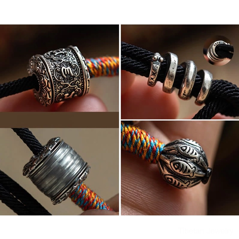 Eco-friendly Tibetan mantra bracelet made with sustainable natural materials ethical production