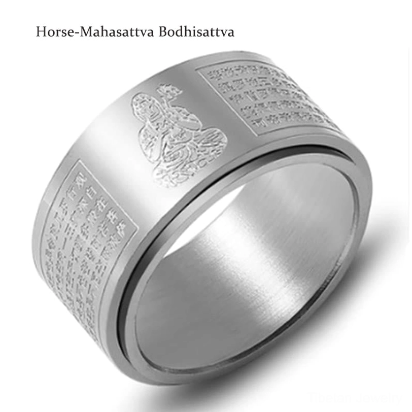 Eco-friendly zodiac natal Buddha ring made from sustainable titanium steel with celestial guardian