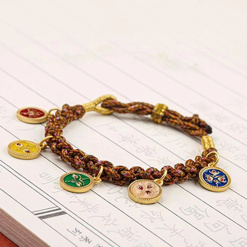 Five God of Wealth Tibetan bracelet adjustable sizing guide and measurements