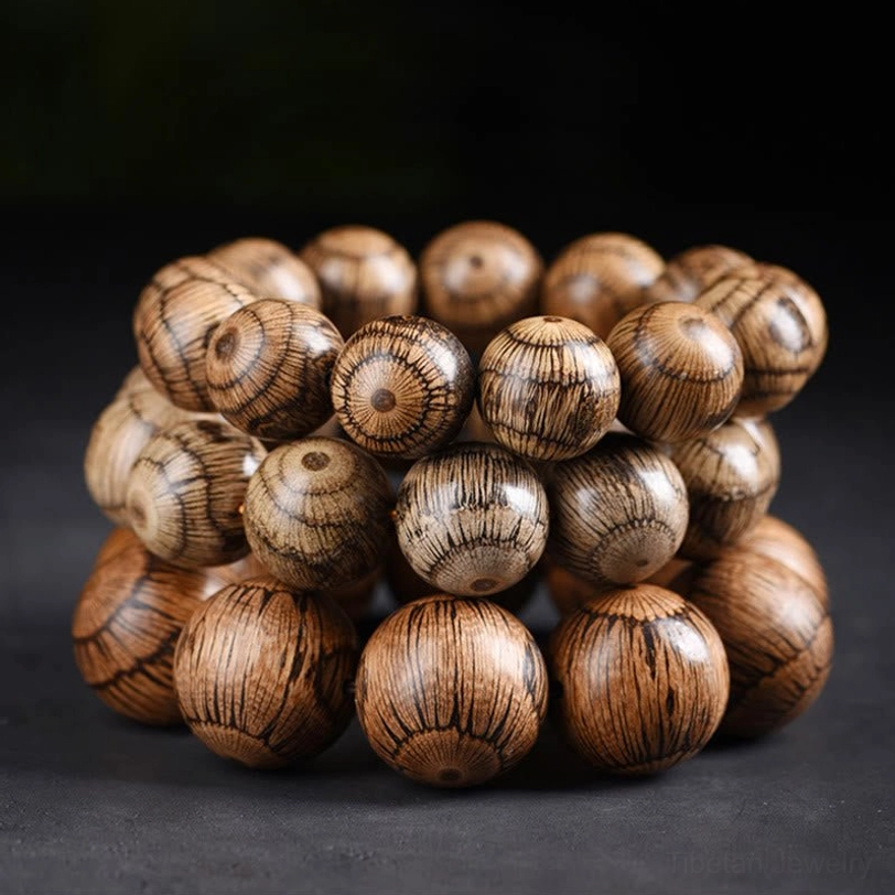 Gnetum wood beads bracelet eco-friendly natural material sustainable Tibetan artisan crafted