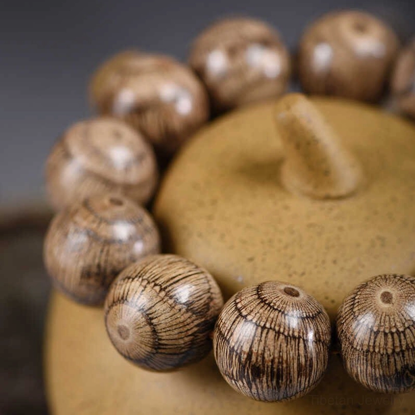 Gnetum wood protection bracelet handmade natural beads with authentic craftsmanship and spiritual heritage