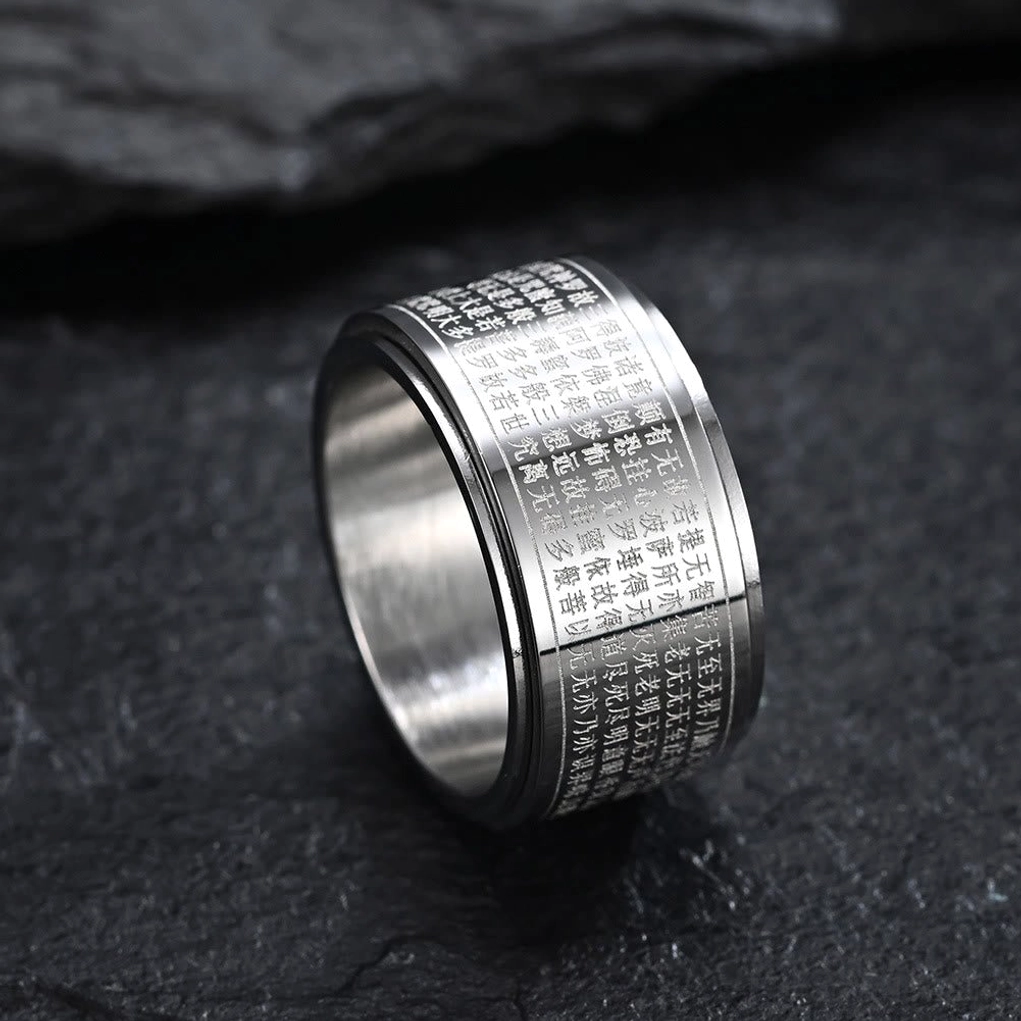 Goat Monkey zodiac Tathagata natal Buddha spinning ring with enlightenment mantra engraving