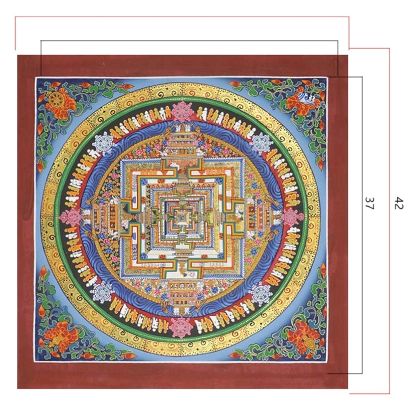 Hand-painted Tibetan Kalachakra mandala thangka showcasing authentic craftsmanship and traditional Buddhist iconographic elements