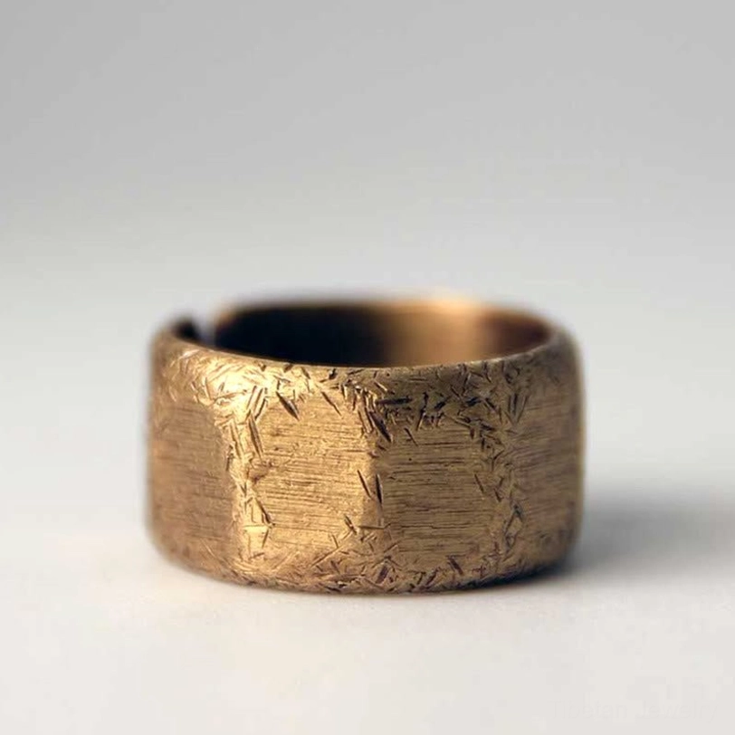 Tibetan handcrafted copper ring - artisanal frosted texture detail showcasing traditional metalworking technique