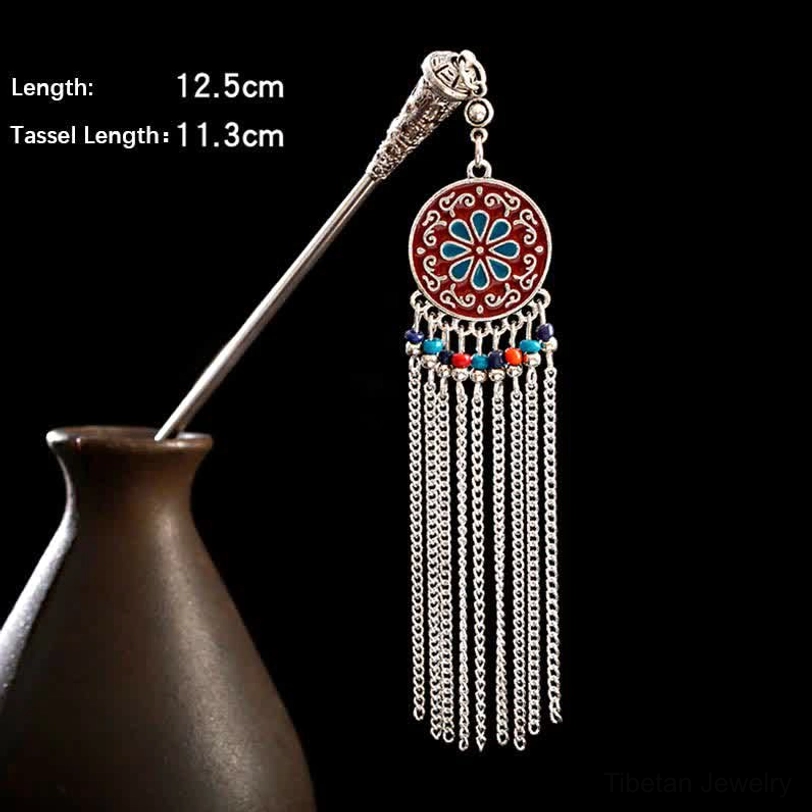 Handcrafted Tibetan tassel hairpin artisan production traditional technique