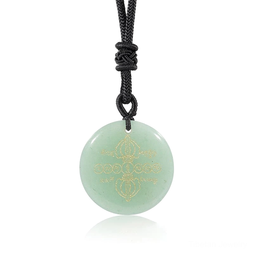 Vajra Dorje Tibetan necklace pendant handcrafted with natural crystal and sacred Buddhist symbols