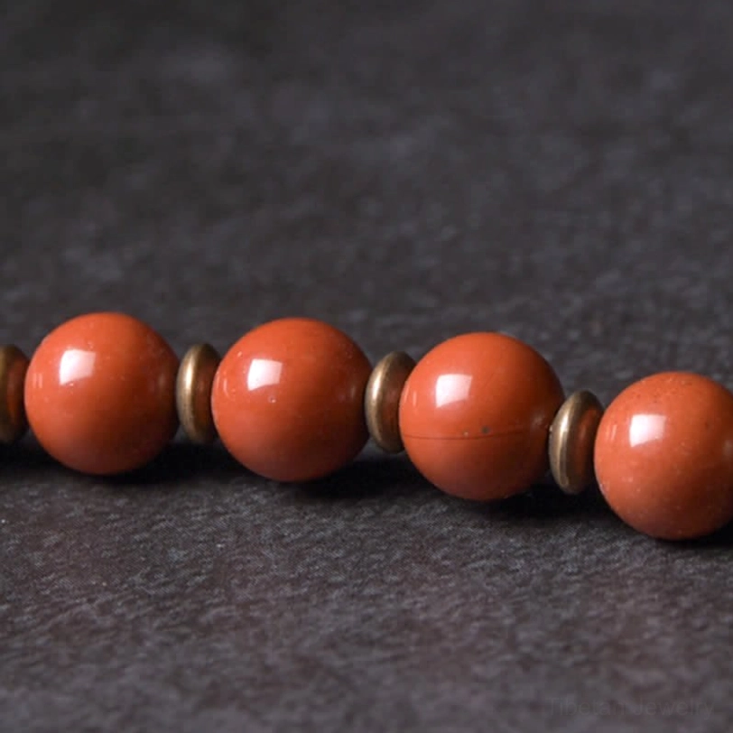 Healing crystal couple bracelets - Red Jasper and Moss Agate combination set