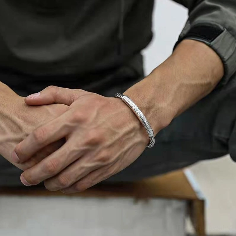 Open-ended copper cuff bracelet inspired by Himalayan monastic design
