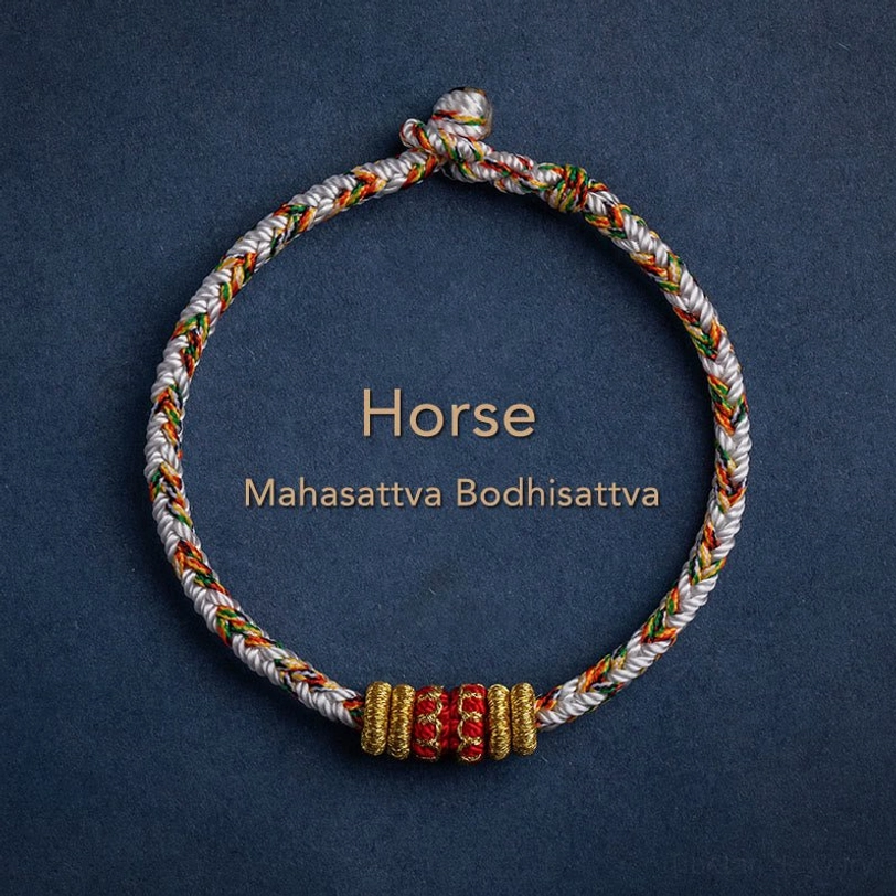 Horse zodiac Mahasattva Bodhisattva natal Buddha bracelet with energetic cord design