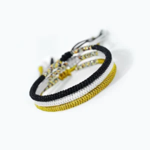 King Kong Knot amulet bracelet detail view showing traditional Vajra knot beads and woven string