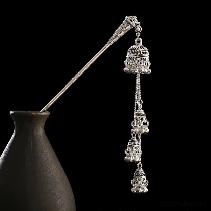 Lily of the Valley tassel hairpin with water drop pendant detail