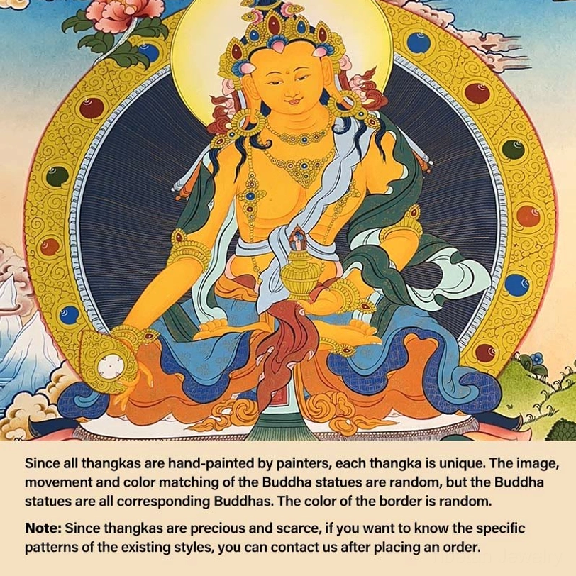 Longevity Buddha Amitayus thangka - extended life blessing deity with sacred artistic symbolism