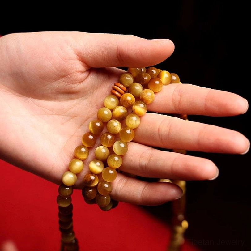 Mala bracelet meditation tool with Tiger Eye beads for recitation, chanting, and spiritual practice