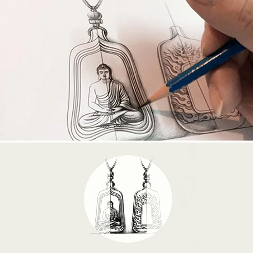 Medicine Buddha Liuli crystal pendant with authentic Tibetan Buddhist craftsmanship and traditional design