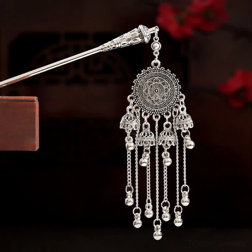 Moon phase tassel hairpin red - emotional cycle and lunar transformation energy