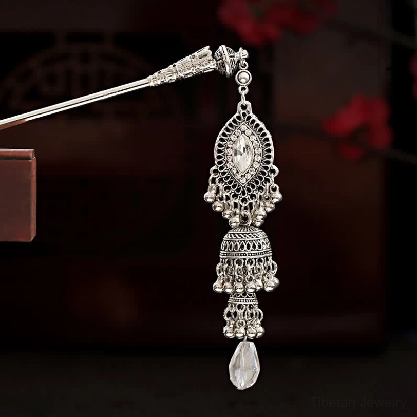 Moon phase tassel hairpin white - clarity and new beginnings protection charm