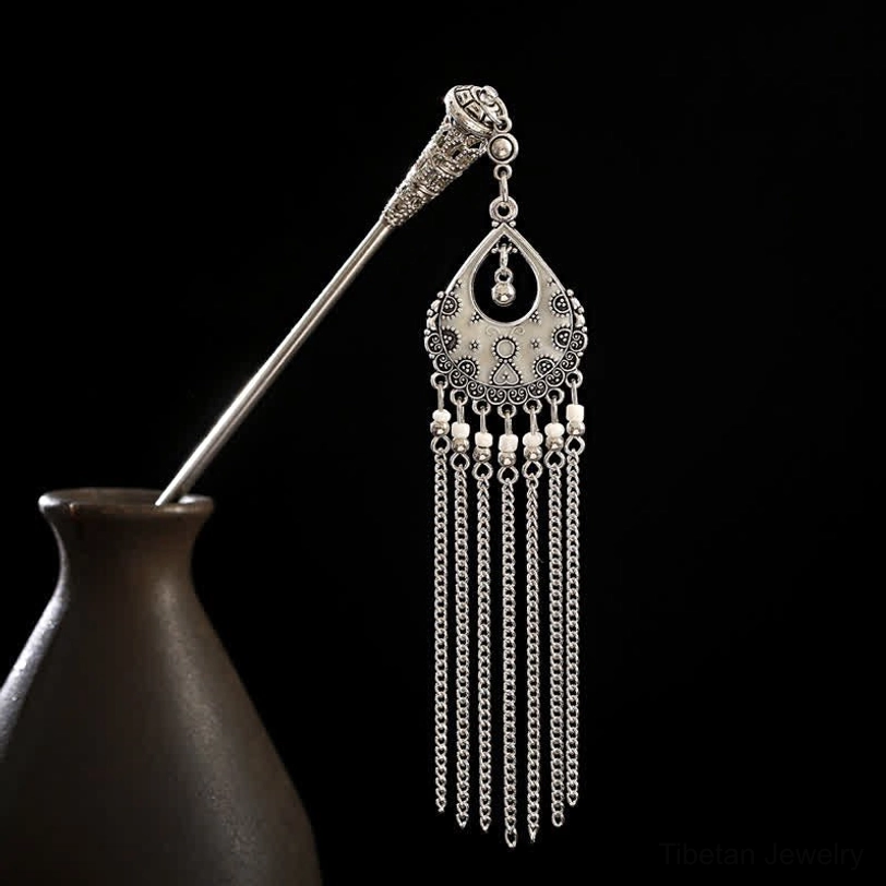 Moon white tassel hairpin clarity new beginnings phase charm