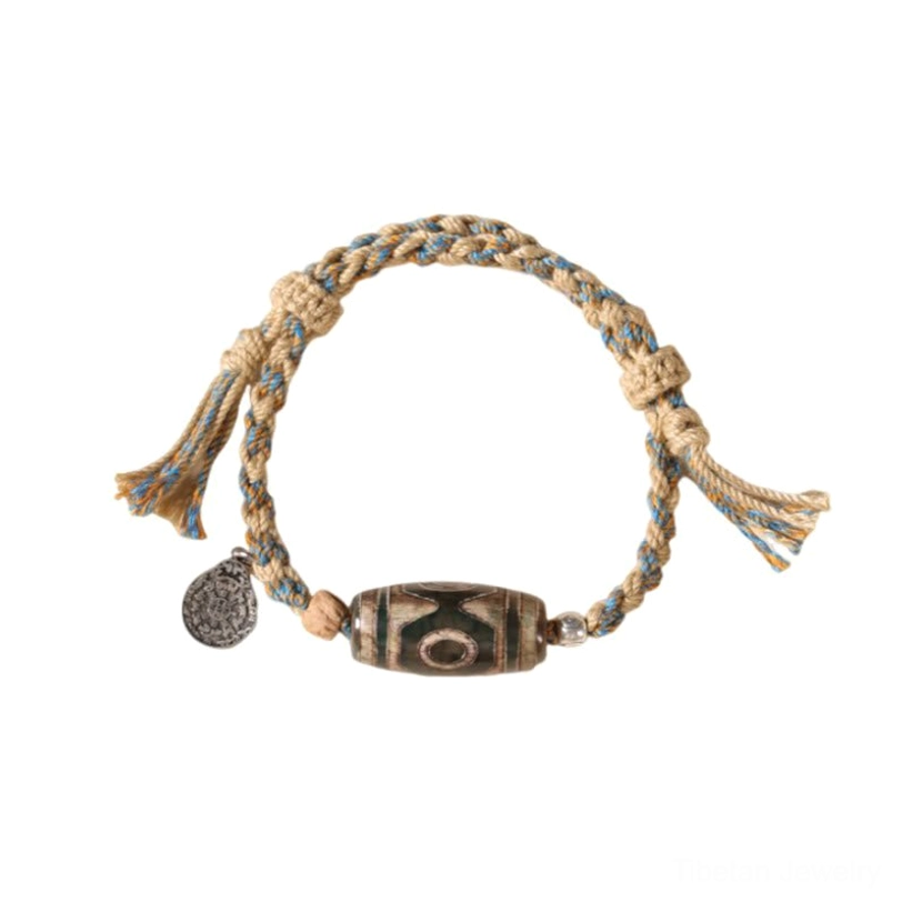 Nine-eye dzi bead bracelet tibetan culture spiritual practice wellness accessory for men women